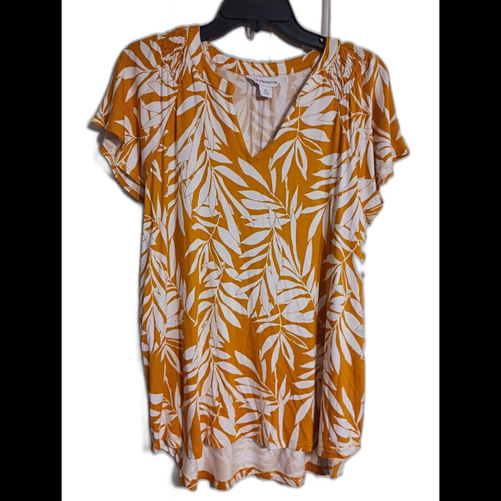 NWT Women's Liz Claiborne Notch Neck Flutter Sleeve Top Size PXXL Petite Blouse